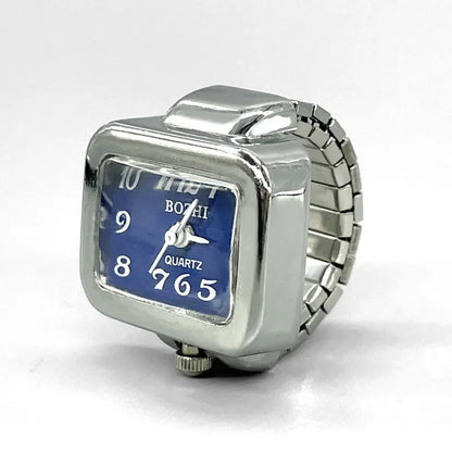 Vintage Punk Ring Watch – Retro Roman Numeral Quartz Finger Watch, Elastic Alloy Strap, Unisex Couple Jewelry Clock Ring for Women & Men