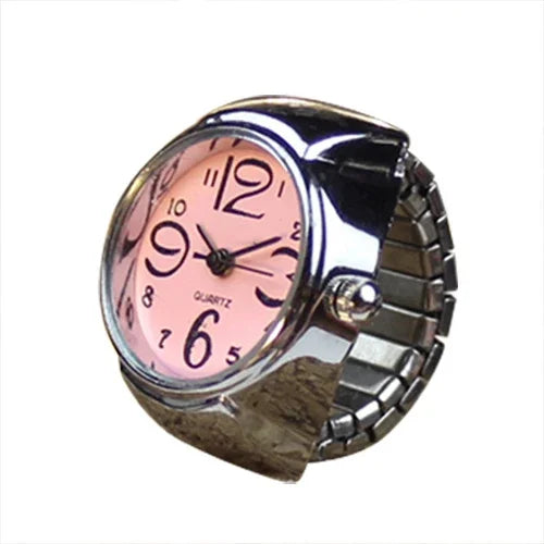Vintage Punk Ring Watch – Retro Roman Numeral Quartz Finger Watch, Elastic Alloy Strap, Unisex Couple Jewelry Clock Ring for Women & Men