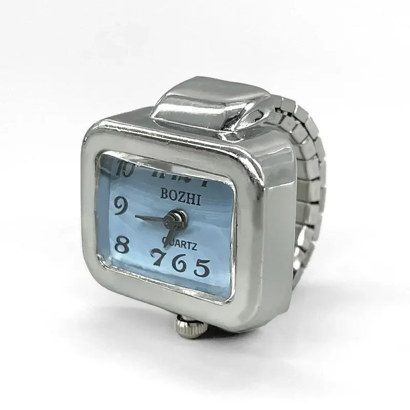 Vintage Punk Ring Watch – Retro Roman Numeral Quartz Finger Watch, Elastic Alloy Strap, Unisex Couple Jewelry Clock Ring for Women & Men