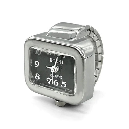 Vintage Punk Ring Watch – Retro Roman Numeral Quartz Finger Watch, Elastic Alloy Strap, Unisex Couple Jewelry Clock Ring for Women & Men