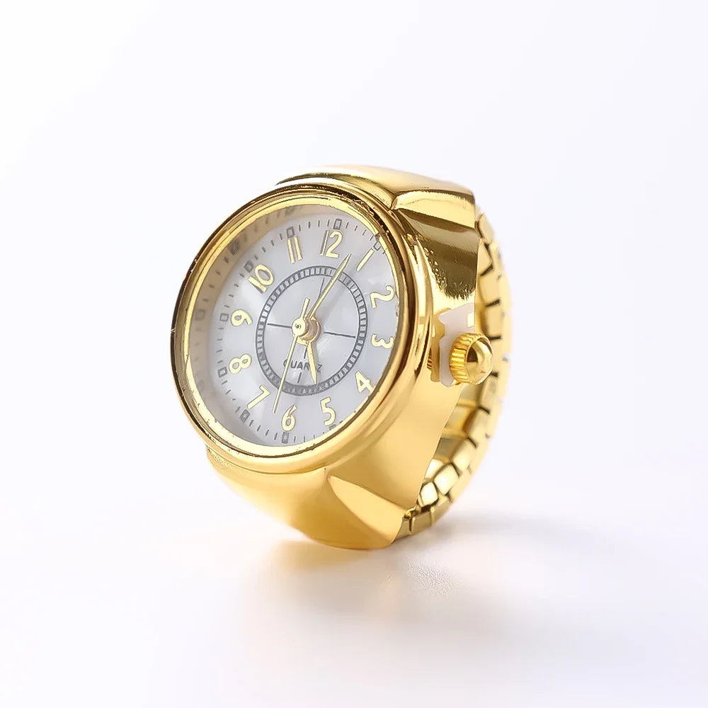 Vintage Punk Ring Watch – Retro Roman Numeral Quartz Finger Watch, Elastic Alloy Strap, Unisex Couple Jewelry Clock Ring for Women & Men
