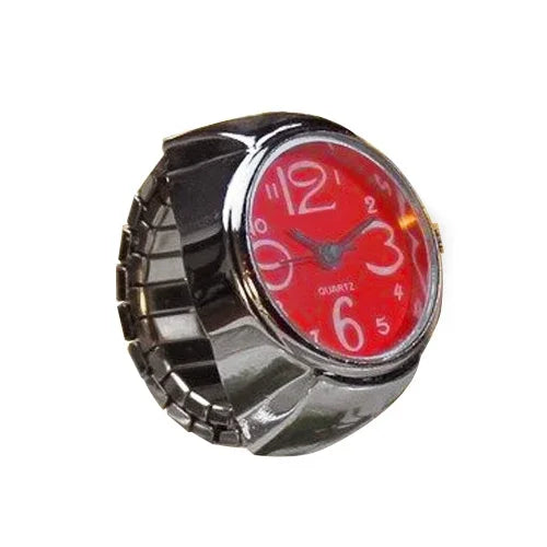 Vintage Punk Ring Watch – Retro Roman Numeral Quartz Finger Watch, Elastic Alloy Strap, Unisex Couple Jewelry Clock Ring for Women & Men