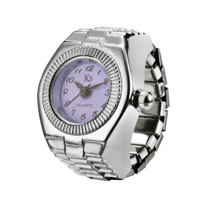 Vintage Punk Ring Watch – Retro Roman Numeral Quartz Finger Watch, Elastic Alloy Strap, Unisex Couple Jewelry Clock Ring for Women & Men