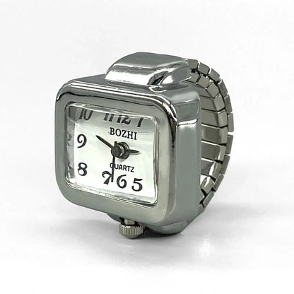 Vintage Punk Ring Watch – Retro Roman Numeral Quartz Finger Watch, Elastic Alloy Strap, Unisex Couple Jewelry Clock Ring for Women & Men