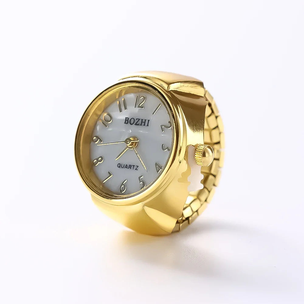Vintage Punk Ring Watch – Retro Roman Numeral Quartz Finger Watch, Elastic Alloy Strap, Unisex Couple Jewelry Clock Ring for Women & Men
