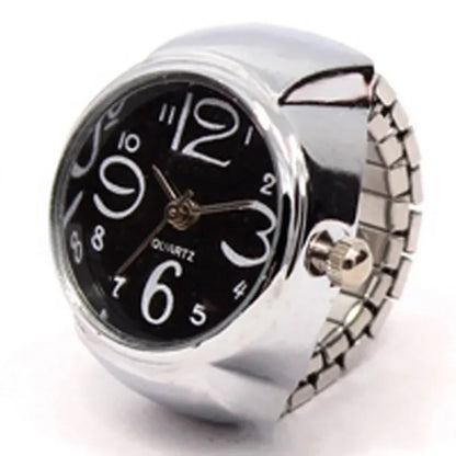 Vintage Punk Ring Watch – Retro Roman Numeral Quartz Finger Watch, Elastic Alloy Strap, Unisex Couple Jewelry Clock Ring for Women & Men