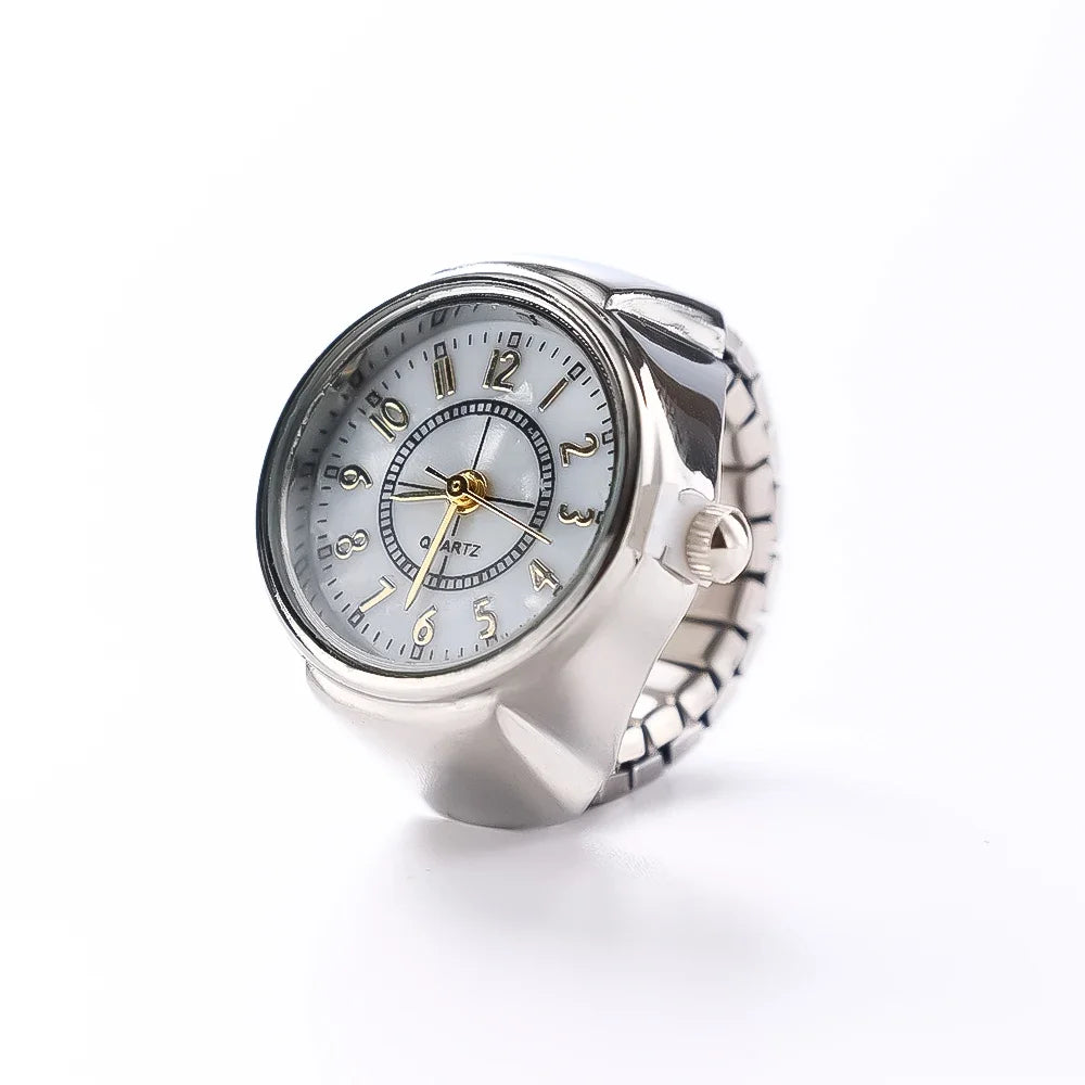 Vintage Punk Ring Watch – Retro Roman Numeral Quartz Finger Watch, Elastic Alloy Strap, Unisex Couple Jewelry Clock Ring for Women & Men