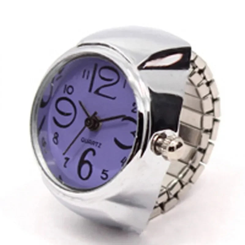 Vintage Punk Ring Watch – Retro Roman Numeral Quartz Finger Watch, Elastic Alloy Strap, Unisex Couple Jewelry Clock Ring for Women & Men