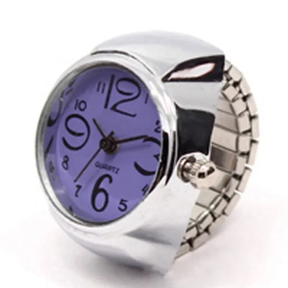 Vintage Punk Ring Watch – Retro Roman Numeral Quartz Finger Watch, Elastic Alloy Strap, Unisex Couple Jewelry Clock Ring for Women & Men