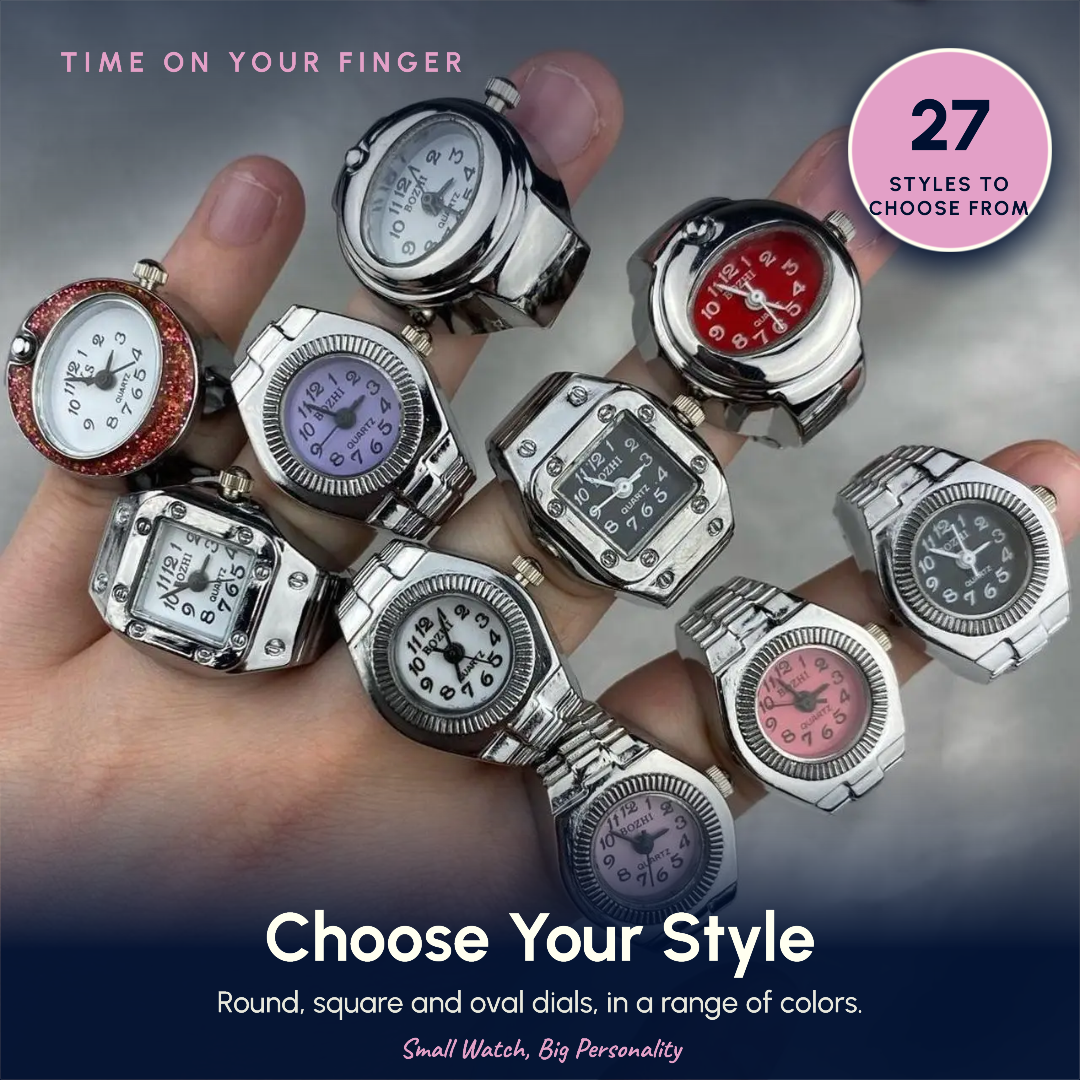 Vintage Punk Ring Watch – Retro Roman Numeral Quartz Finger Watch, Elastic Alloy Strap, Unisex Couple Jewelry Clock Ring for Women & Men
